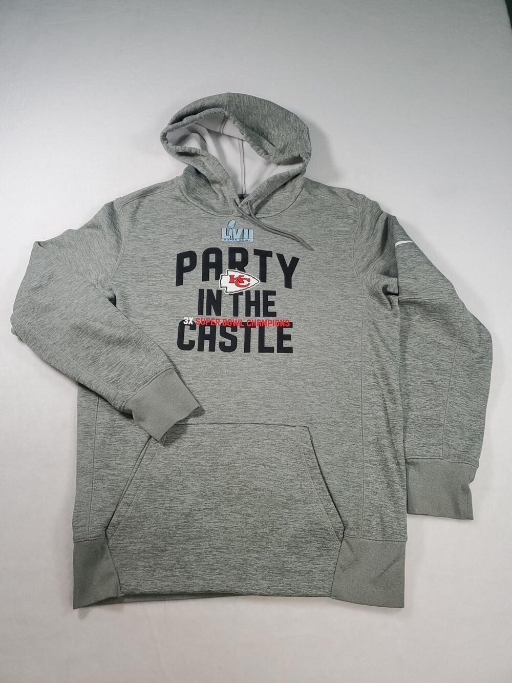 Kansas City Chiefs Shirt M Gray Super Bowl LVII 3X Super Bowl Champs Nike Hoodie